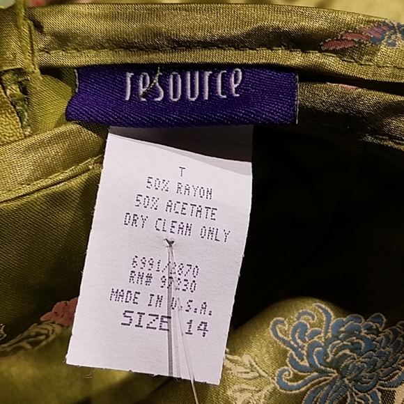 New Resource Green Asian Print Silky Skirt Sz 14 - Picture 5 of 5